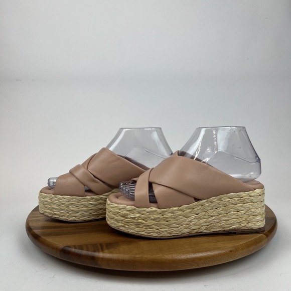 Womens Andre Assous Calesa Leather Espadrille Platform Wedge Sandals Size 37 EUC main image 1